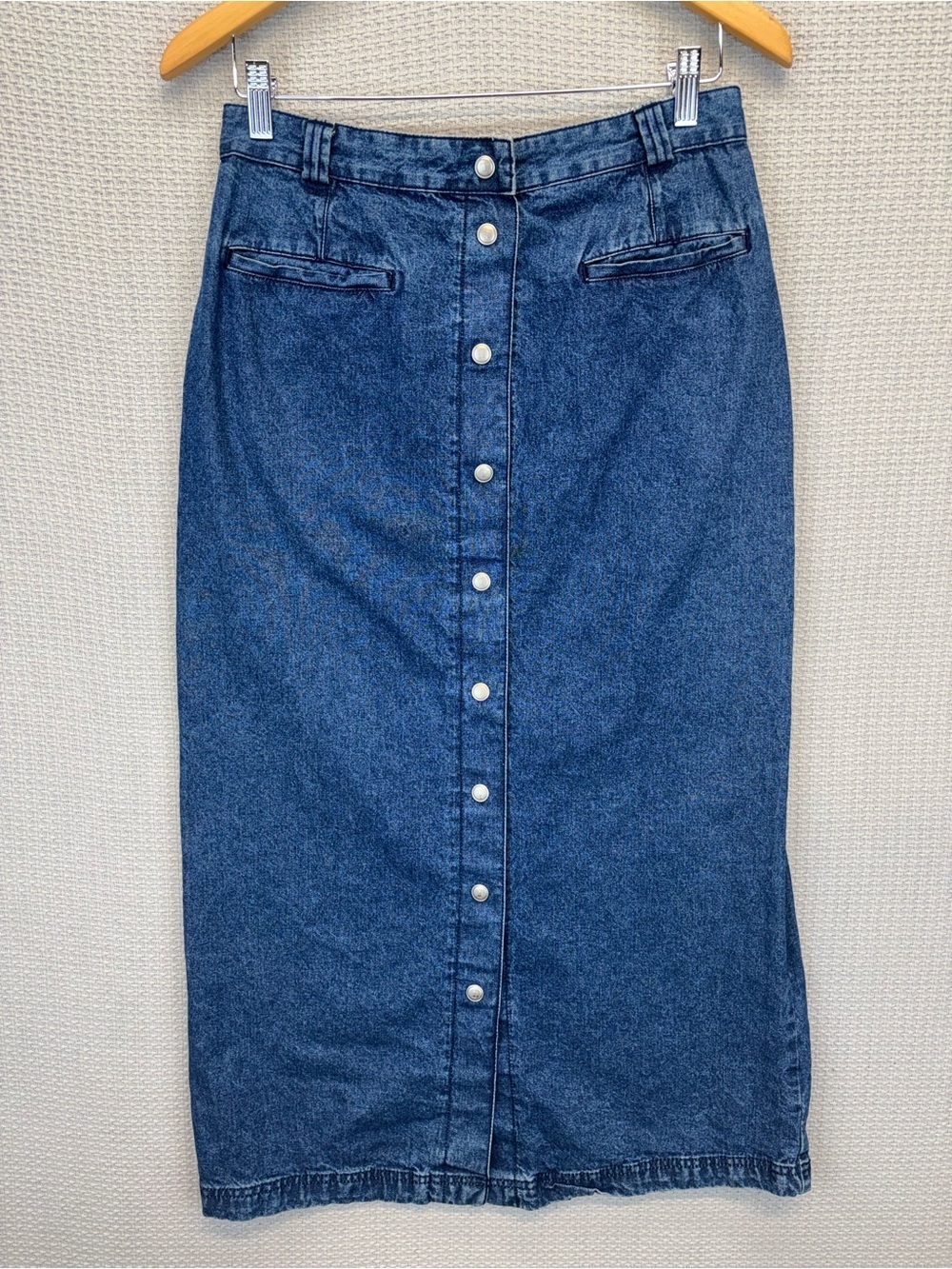 TOMMY HILFIGER Y2K Exposed Snap Front Slit Denim Jean Maxi Skirt Western Chic 10